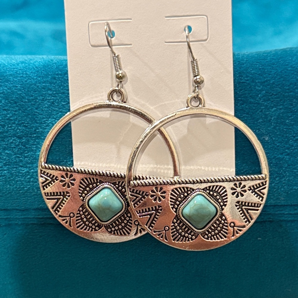NEW Silver and Turquoise Dangle Earrings